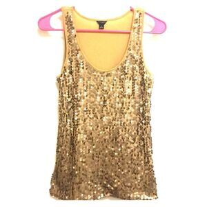 Ann Taylor gold sequins scoop neck tank size S